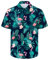XiaoMoSha Mens Hawaiian Shirts Short Sleeve Wrinkle Free Button Down Summer Casual Shirt for Men Tropical Holiday Beach Funky Party Tops, GreenFlamingo, Medium