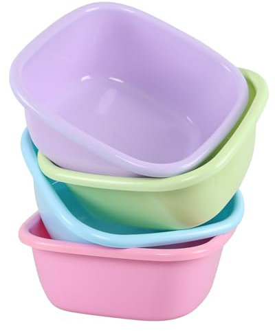 Ionoloy 4 Pack Small Square Wash up Bowl, 10 Liter Plastic Washing Basin