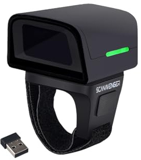 ScanAvenger Wireless 1D&2D with Stand Bluetooth Barcode Scanner: Cordless, Rechargeable, Inventory Management Handheld, USB Bar Code/QR Reader (1D&2D Ring Barcode Scanner)