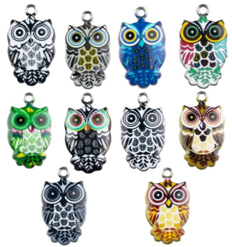 FIMWOLZ 10 Stück Eule Emaille Charms Bunte Anhänger Aus Legierung Tier Charms Anhänger Mixed Styler Eulen-Charms für Schmuckherstellung, Ohrringe, Armbänder, Halloween DIY Bastelbedarf