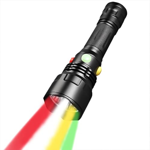 POCKETMAN 4-in-1 Multi-Color LED Flashlight High Lumen Magnetic Base Torch with 9 Modes for Outdoor Travel, Hiking, Night Fishing, Emergency Lighting