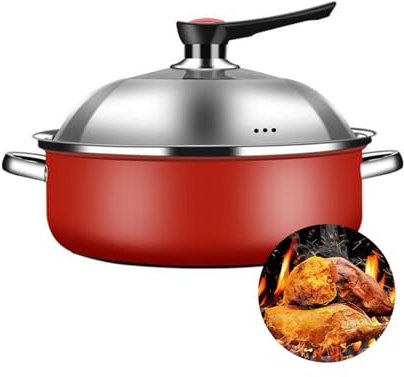 Enameled roasting pan, 32cm sweet potato roaster, sweet potato pot, multi-purpose roaster, cooking pot, with lid and handle, for sweet potatoes, vegetables and household roasters