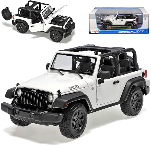 alles-meine.de GmbH J*e*e*p Wrangler 2014 Willis Weiss Cabrio JK Ab 2007 1/18 Modell Auto mit individiuellem Wunschkennzeichen