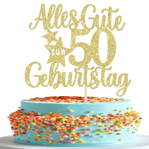 1 Packung Alles Gute Zum 50 Geburtstag Kuchen Topper Torten Deko Junge Mädchen Happy 50th Birthday Cake Topper 50 Kuchendeko Alles Gute Zum 50. Geburtstag Kindergeburtstag Dekoration Gold