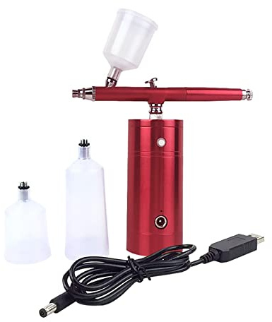 Portable Rechargeable Mini Air Compressor Kit Air-Brush Paint Spray Gun Airbrush For Nail Art Tattoo Craft Cake Fog Mist Sprayer Convenient Blowing(A)