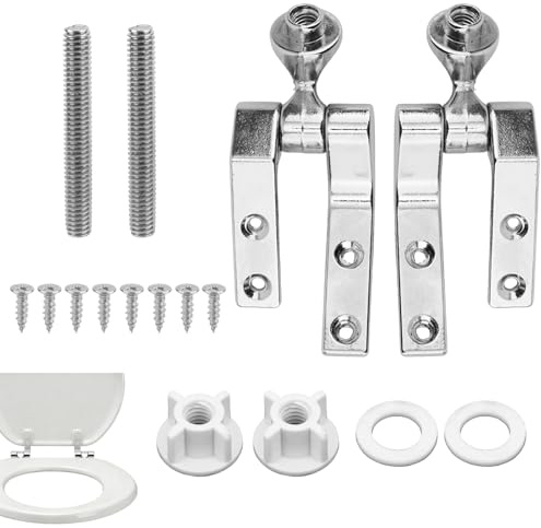 Kit di Cerniere del Sedile del WC, Cerniere Universali in Metallo con Bulloni, Viti, Dadi, Rondella Accessori Ferramenta per il Bagno per la Maggior Parte dei Sedili WC in Legno