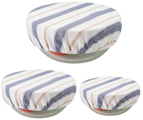 3 PCS Bowl Covers, Bread Proofing Cover, Food Protection Covers for Kitchen Use, Durable and Reusable Fabric Bowl Covers with Elastic Edges for Secure Fit