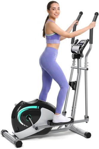 Dripex Crosstrainer für Zuhause, Magnetischer Ellipsentrainer mit 16 Widerstandsstufen, 6 KG Schwungmasse, Leises Indoor-Trainingsgerät, LCD-Monitor, Pulssensor, bis 120 KG