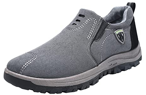 Cocila Slip On Trainers Womens Orthopedic Walking Shoes New Pure Color Suede Fashion Casual Sports in Spring and Autumn (Grey, 5.5) Women's Women Pink Safety Swimming Platform Ladies Wedge Bowls