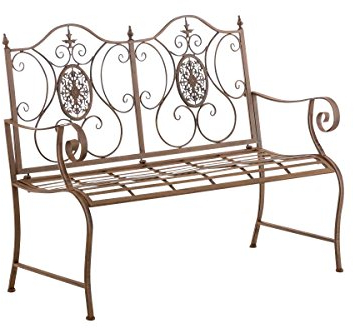 CLP Gartenbank Punjab, lackiertes Eisen, antik, Landhaus-Stil, Nostalgie, ca. 120 x 50 cm, Farbe:antik braun
