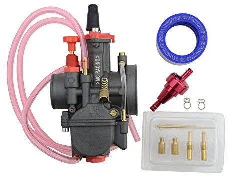 GOOFIT Carburatore 28 Moto Getti Pit Bike per 2 Tempi PWK28 Motosega Motocross Scooter e Ciclomotore ATV Quad Go Kart Argento