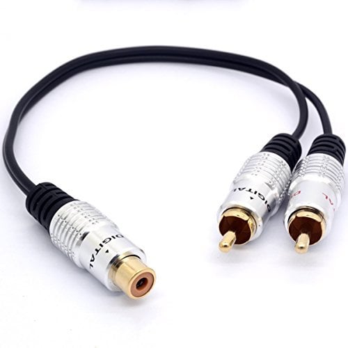 Cavo splitter a Y RCA, da 1 terminale RCA femmina a 2 terminali RCA maschio, per amplificatore audio e subwoofer, 25 cm
