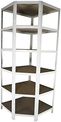 Shelf Creations Basic Eckregal Stecksystem 180x60x30cm in weiß 6 Böden für Schwerlastregale mit 60cm Tiefe: Ideale Ergänzung durch Ausnutzung der Ecken Metallregalv Kellerregal Lagerregal Garagenregal