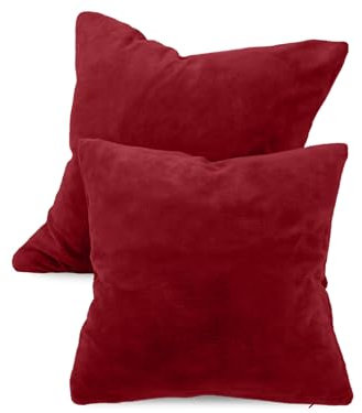 npluseins 2er Pack Kissenhüllen aus Coral-Kuschel-Fleece (2 Stück) 1257.1667, ca. 40 x 40 cm, Burgund