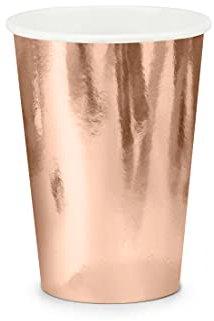 PartyDeco Pappbecher - 220 ml - 6 Stück Becher Set - Partybecher Papierbecher Kaffeebecher Trinkbecher - Rosegold