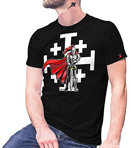 Kreuzritter mit Jerusalem Kreuz Kreuzzug Lateinisch Kirche Crux T Shirt #27782, Größe:M, Farbe:Schwarz
