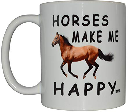Funny Coffee Mug Horses Make me Happy Novelty Coffee Cup