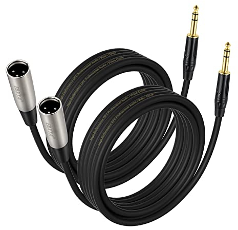EBXYA XLR a TRS macho XLR a Jack 1M/3 pies 2 paquetes, XLR balanceado a 1/4 pulgada 6,35 mm Jack Cable de micrófono Cable de interconexión Cable de interconexión