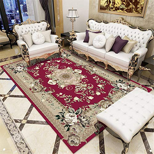 Jiaosa Teppiche Verschleißschutz klassischer Retro-Stil Zimmers Teppiche Roter orientalischer Vintage-Blumenteppich mit Anti-Rutsch-Eigenschaften sanft Vorleger rot 200X300CM