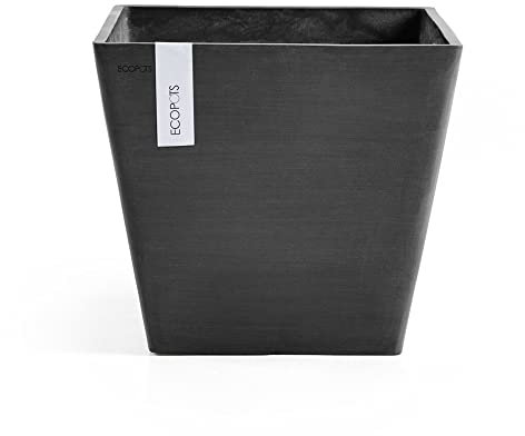 Ecopots Ashortwalk Rotterdam - Vaso per piante in plastica riciclata (larghezza 40 cm x lunghezza 40 cm x altezza 35 cm) (nero)