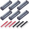 CEEYSEE 12 Pezzi Morsettiera Elettrici Striscia terminale a vite 6 pezzi 8 Position morsettiera a doppia fila 600 V 15 A +6 pezzi 8 Position Con striscia a barriera 400V 15A rossa e nera (YTB1508)