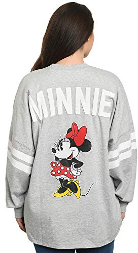 Disney Jersey Womens Mickey Minnie Mouse Long Sleeve (Heather Grey, X-Large)