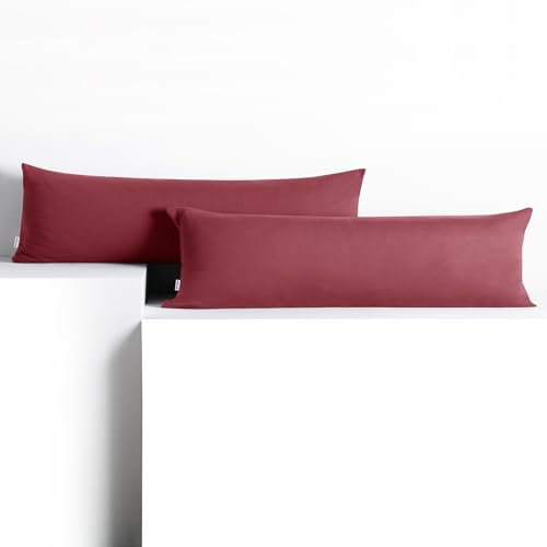 DecoKing 2 Kissenbezüge 20x120 cm Jersey 100% gekämmte Baumwolle Reißverschluss Altrosa Amber