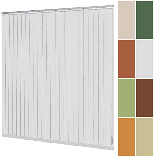 Lamellenvorhang Vertikaljalousie 89 mm Verdunkelungslamellen nach Maß für Bildschirmarbeitsplätze blickdicht verdunkelnd Schienenfarbe Weiß Silber (Breite 200,1-220 cm x Höhe 40-60 cm, Weiß)
