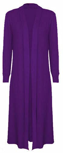 Urban Fashion Ladies Maxi Long Length Boyfriend Women Cardigan Collared Top Long Full Sleeve Floaty Duster Jacket Coat Blazer (Purple, Numeric_18)