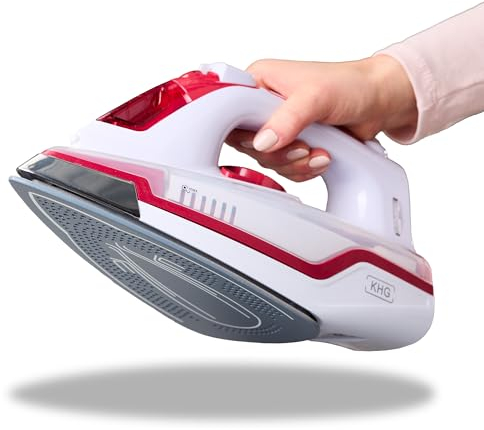 KHG Dampfbügeleisen DB-2202WR Rot Keramik, Anti-Kalk-Funktion, Abschaltautomatik, Selbstreinigungsfunktion