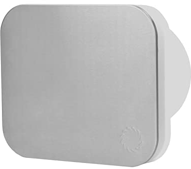 Turbionaire Ventilador TREND 100 SSS, Ventilación para Baño, Cocina, Pared/Techo, Panel Frontal de Acero Inoxidable, Diámetro 100mm, 35Pa, Compuerta Antirretorno, 33dB, IPX4, Blanco