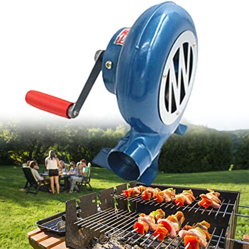 Ontihang Outdoor-Kochen-BBQ-Ventilator, tragbares Handkurbel-Gebläse-Luftgebläse, manueller Grill-Feuerstarter mit manueller Griff-Geschwindigkeitssteuerung