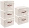 TYEERS Scatole Portaoggetti Tessuto, Lavabile, Scatole con Coperchio Pieghevole, 38x25x25 cm, Set di 5, Beige