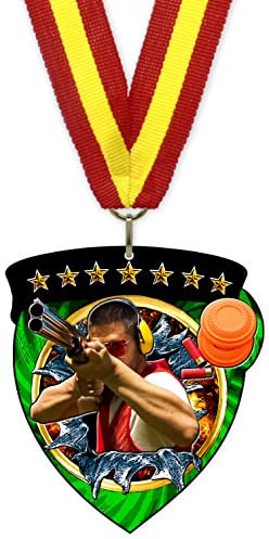 Emblemarket - Medalla de Metal con Imán - Tiro al Plato - Incluida Cinta de tu Elección