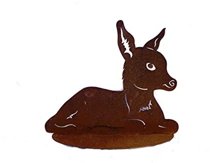 Großes Rehkitz liegend auf Platte 53x45cm Edelrost Gartendeko Rost Metall Rostfigur REH Hirsch Kitz Tier von Steinfigurenwelt