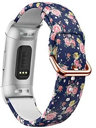 Sport Armbänder Für Fitbit Charge 3 Armband/Fitbit Charge 4 Silikon Ersatzband Für Damen Herren Armband mit Kompatibel mit Fitbit Charge 3 Armband/Fitbit Charge 4 (Blumen4)