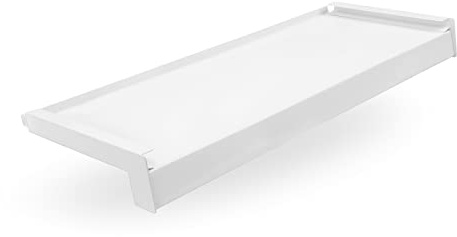 Seiletech.de Fensterbank Stahl + Pulverbeschichtet – 150cm – Weiss RAL 9016 – Tiefe 40cm – Wetterfest – Inkl. Alu Endkappen – Fensterbrett – Aussenfensterbank – Outdoor – Fenstersims – Aussen