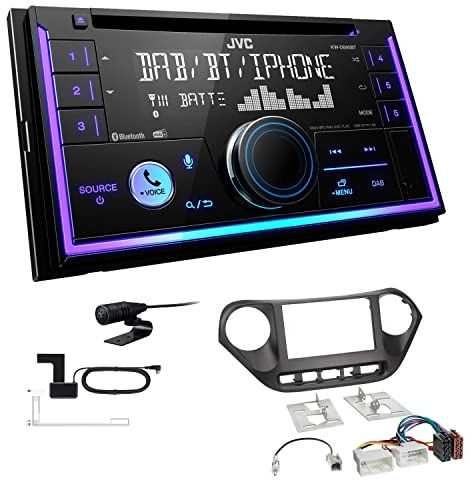 JVC KW-DB95BT 2-DIN Autoradio CD-Receiver Digitalradio DAB+ Bluetooth USB passend für Hyundai i10 ab 2013 schwarz