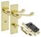 Golden Grace Victorian Scroll Bathroom Door Handles with 64mm Bathroom Lock Set in Polished Brass Finish, Classic Interior Doors Hardware