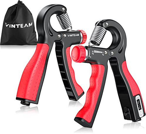 VINTEAM Handtrainer Unterarmtrainer 60kg 4-teiliges Set Hand trainingsgerät Fingertrainer Griffkraft Trainer,Einstellbarer Widerstand,Trainingsring,Griffkugel, Fingerdehner Reduziert Gelenkschmerzen