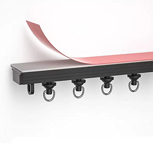Selbstklebende Deckenvorhangschiene aus Aluminium, strapazierfähige Raumteiler-Vorhangstange für Erkerfenster/Duschraum/Versteckschrank, 1 2 3 4 5 6 7 8 m lang (Color : Black, Size