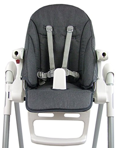 Ersatzbezug Sitzkissen [Bezug für Hochstuhl] kompatibel mit Peg Perego Prima Pappa ZERO3 & SIESTA (dunkelgrau meliert)