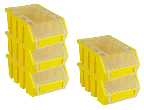 PROREGAL SuperSparSet 5x Sichtlagerbox 2 mit Deckel | HxBxT 7,5x11,6x16cm | Gelb | Sichtlagerbehälter Sichtlagerkasten Sichtlagerkastensortiment Sortierbehälter Stapelbehälter