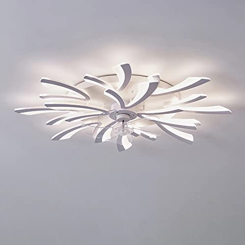 WDBZTJ Ventiladores de techo con luces y control remoto, 6 velocidades de viento, moderna lámpara de techo LED regulable para dormitorio sala de estar comedor cocina,C4