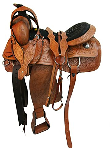 WILD RACE Premium Westernleder-Pferdesattel Wildledersitz/Premium Western Leather Horse Saddle Suede Seat (14)