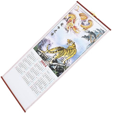 2024 Jahreskalender Chinesischer Wandkalender Scroll-Kalender zum Aufhängen Jahr des Drachen Wandkalender für die Innendekoration im Home Office