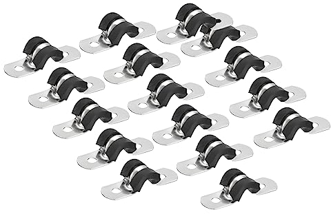 sourcing map 16pcs 6mm Collier de Serrage Caoutchouc Amorti 304 Inox Acier Attache Grillage Rigide Sangle Clip Fixation Tube Tuyau