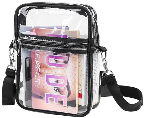 Zxglxinyao Transparente Umhängetasche, Durchsichtige Tasche Damen, Klare Kulturtasche, Schultertasche, Wasserdichte Kulturbeutel Transparente mit Verstellbarem Riemen, Clear Bag Stadium Approved