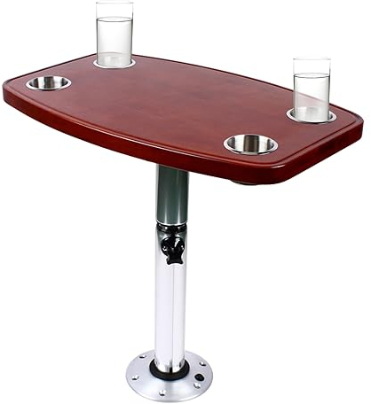 GMSLuu Wohnwagen Tisch Lackierte Eichenholz-Tischplatte hochtisch Bistrotisch 60 * 38cm mit 4 Becherhaltern Für Caravan RV Marine Boot