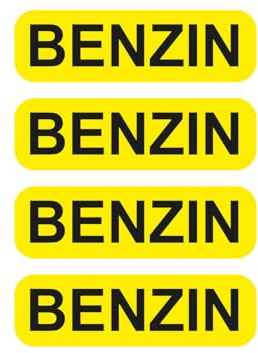 Aufkleber Set Benzin Schild Warnhinweis Tanken 4x Autoaufkleber gelb Waschanlagenfest Witterungs- und UV-beständig